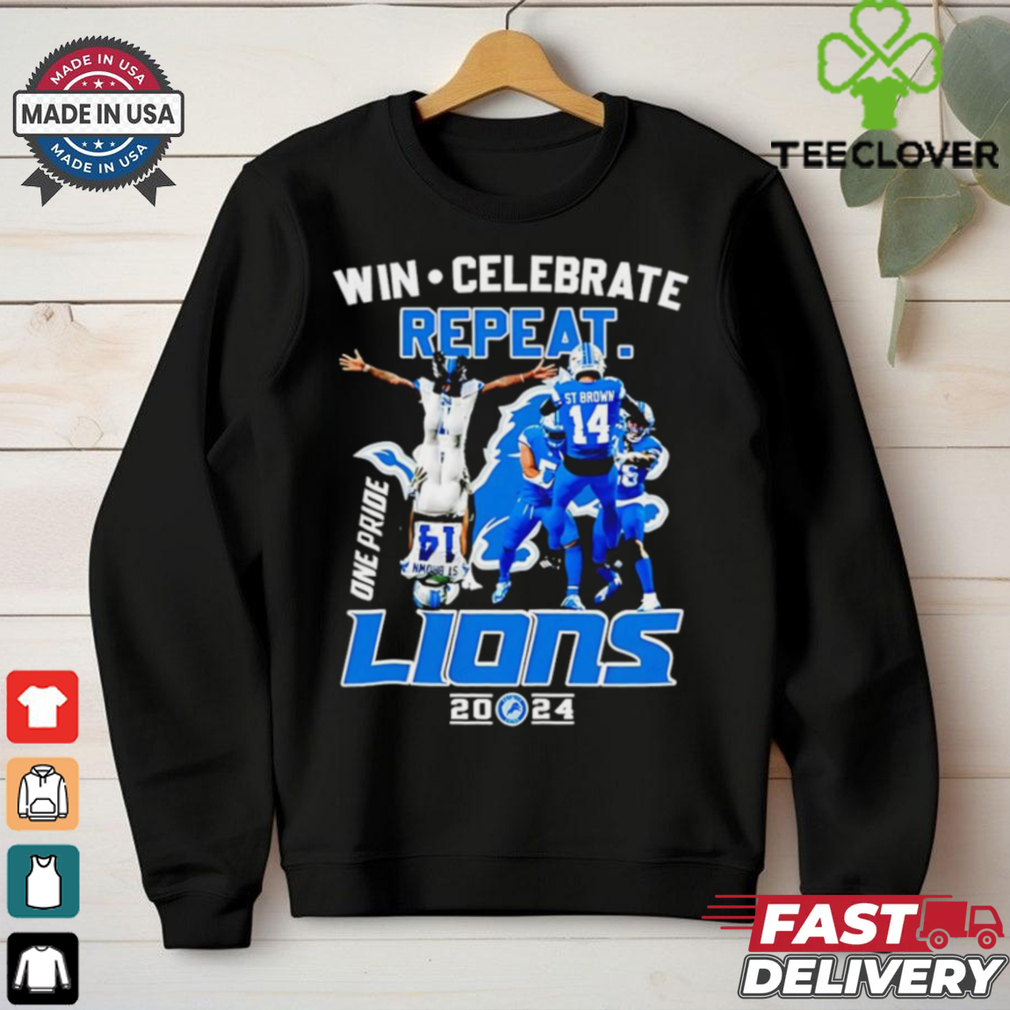 Detroit Lions Win Celebrate Repeat Lions 2024 One Pride shirt Detroit Lions Win Celebrate Repeat Lions 2024 One Pride shirt