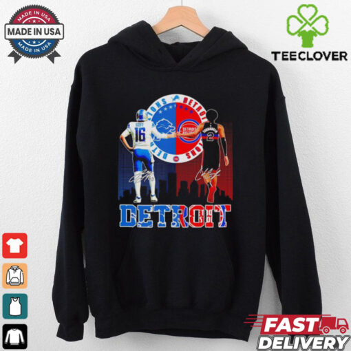 Detroit Lions and Detroit Pistons Goff and Cunningham signatures shirt