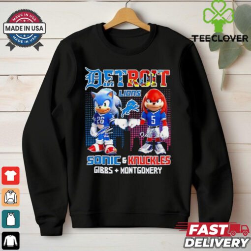 Detroit Lions couple Knuckles Gibbs And Montgomery 2024 city skyline shirt