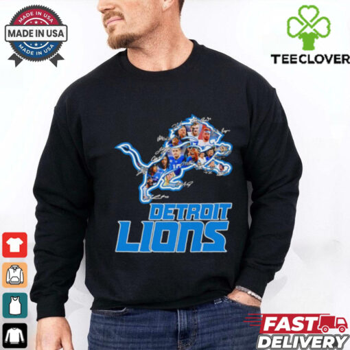 Detroit Lions logo player signatures shirt