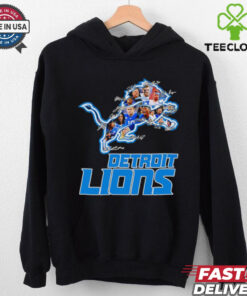Detroit Lions logo player signatures shirt