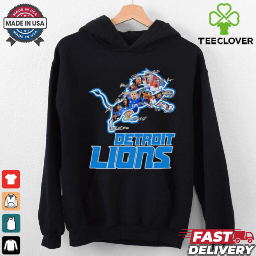 Detroit Lions logo player signatures shirt