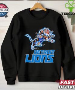Detroit Lions logo player signatures shirt