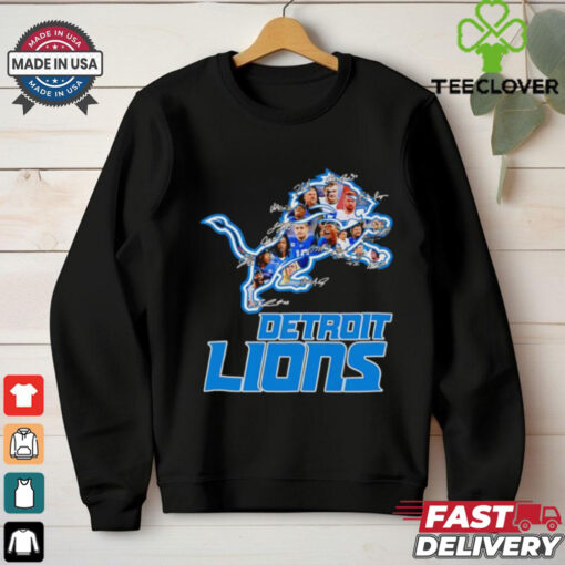 Detroit Lions logo player signatures shirt