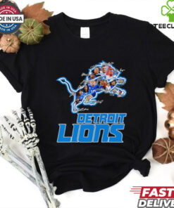 Detroit Lions logo player signatures shirt