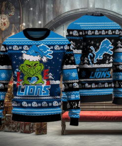 Detroit Lions x The Grinch For Merry Christmas 2024 With Love Ugly Sweater