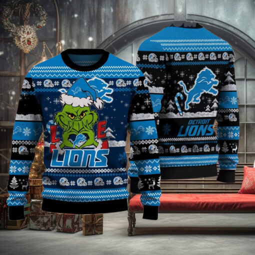 Detroit Lions x The Grinch For Merry Christmas 2024 With Love Ugly Sweater