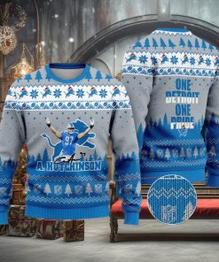 Detroit Lions – Aidan Hutchinson #97 One Detroit One Pride Ugly Christmas Sweater