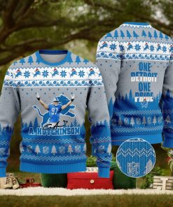 Detroit Lions – Aidan Hutchinson #97 One Detroit One Pride Ugly Christmas Sweater