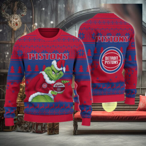 Detroit Pistons Grinch Christmas Ugly Sweater