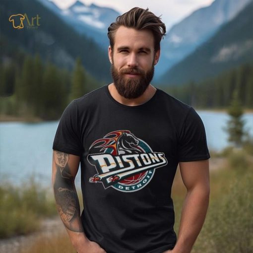 Detroit Pistons Mitchell & Ness Unisex Hardwood Classics MVP Throwback Logo T Shirt