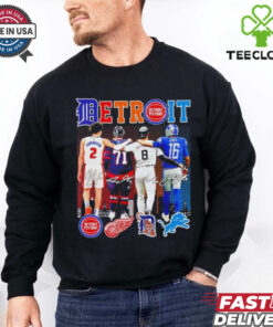 Detroit Pistons Red Wings Tigers and Lions sport teams signatures shirt