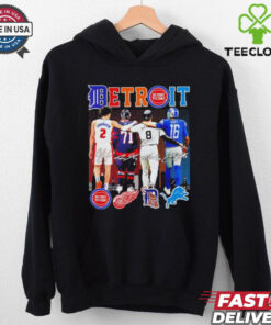Detroit Pistons Red Wings Tigers and Lions sport teams signatures shirt