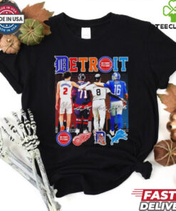 Detroit Pistons Red Wings Tigers and Lions sport teams signatures shirt