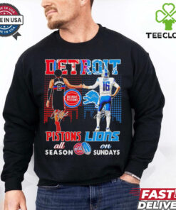 Detroit Pistons all season x Detroit Lions on Sundays skyline shirt