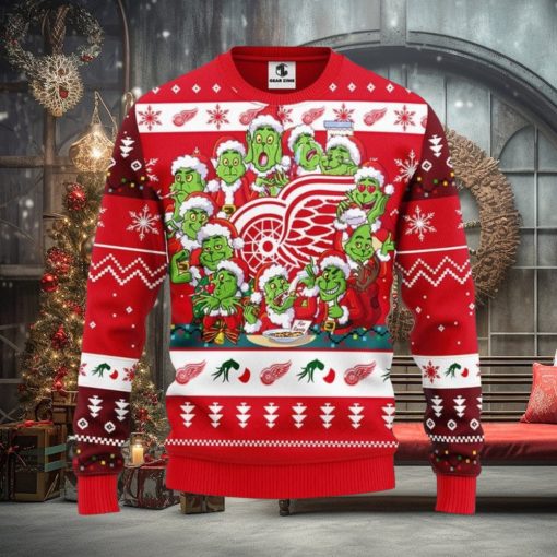 Detroit Red Wings 12 Grinch Xmas Day Christmas Ugly Sweater 3D Christmas Xmas Sweater