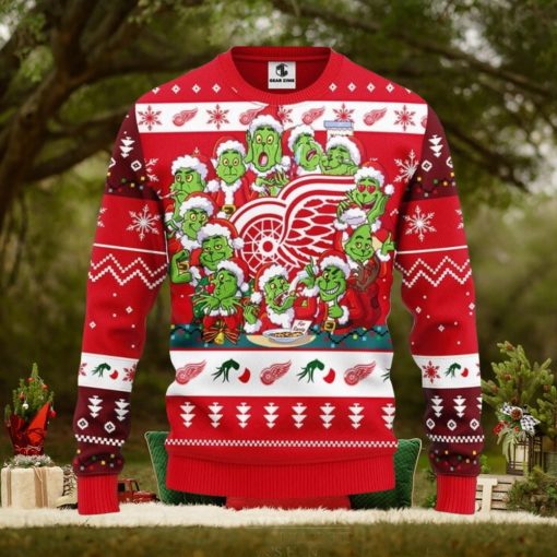 Detroit Red Wings 12 Grinch Xmas Day Christmas Ugly Sweater 3D Christmas Xmas Sweater