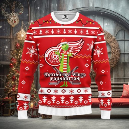 Detroit Red Wings Funny Grinch Christmas Ugly Sweater