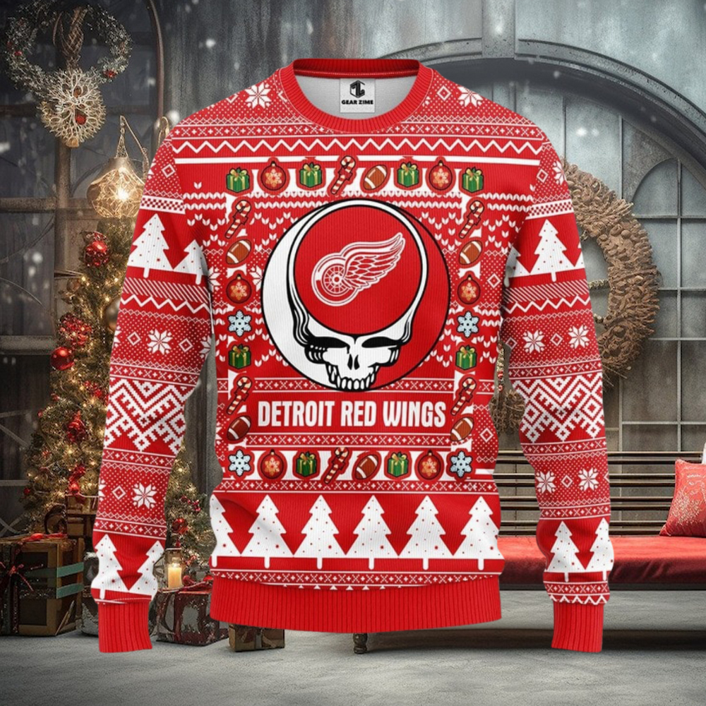 Detroit Red Wings Grateful Dead Ugly Christmas Sweater Warm Gift For Christmas Detroit Red Wings Grateful Dead Ugly Christmas Sweater Warm Gift For Christmas