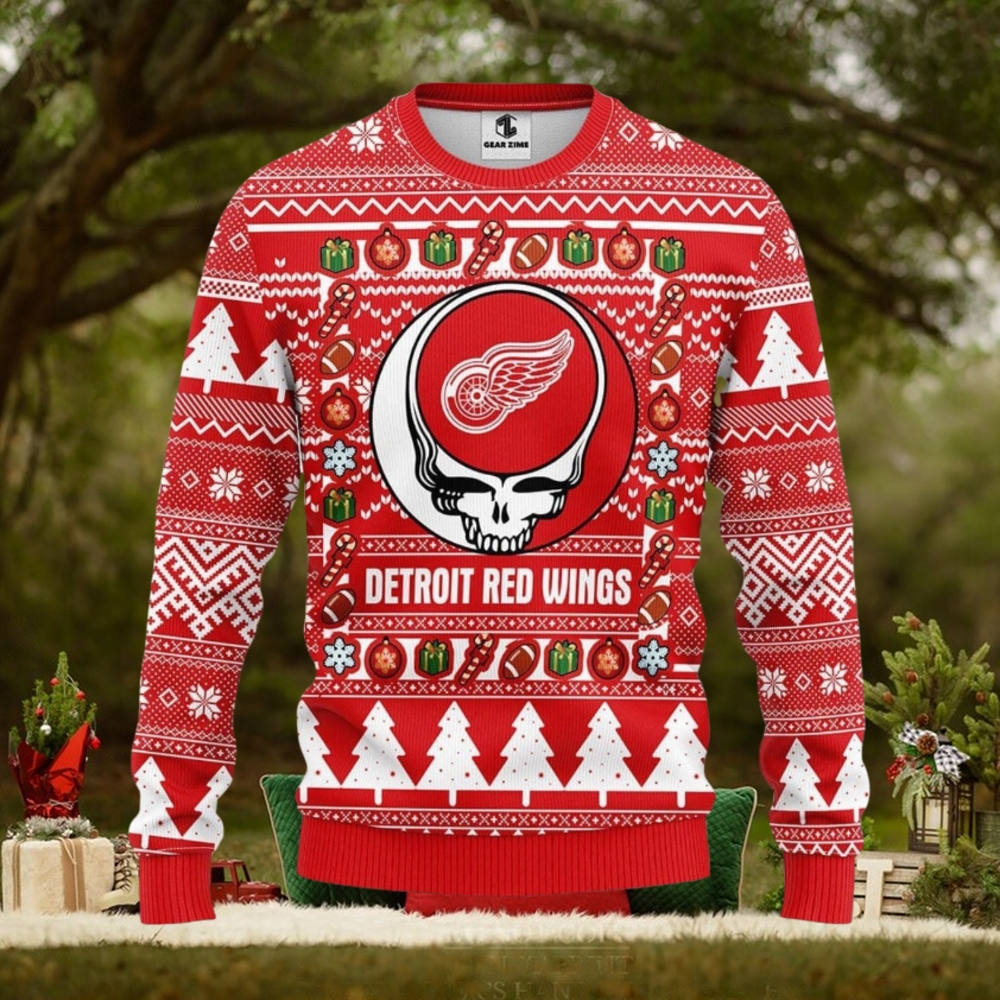 Detroit Red Wings Grateful Dead Ugly Christmas Sweater Warm Gift For Christmas Detroit Red Wings Grateful Dead Ugly Christmas Sweater Warm Gift For Christmas