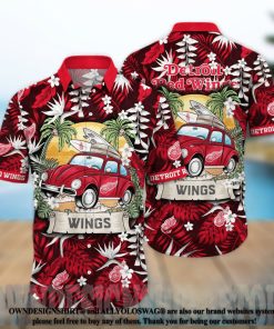 Detroit Red Wings NHL Floral 3D Full Printed Hawaiian Shirt