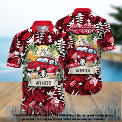 Detroit Red Wings NHL Floral 3D Full Printed Hawaiian Shirt