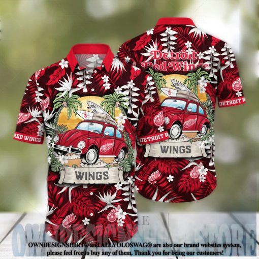 Detroit Red Wings NHL Floral 3D Full Printed Hawaiian Shirt