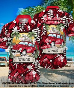 Detroit Red Wings NHL Floral 3D Full Printed Hawaiian Shirt