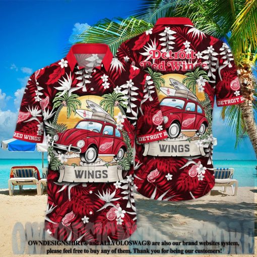 Detroit Red Wings NHL Floral 3D Full Printed Hawaiian Shirt