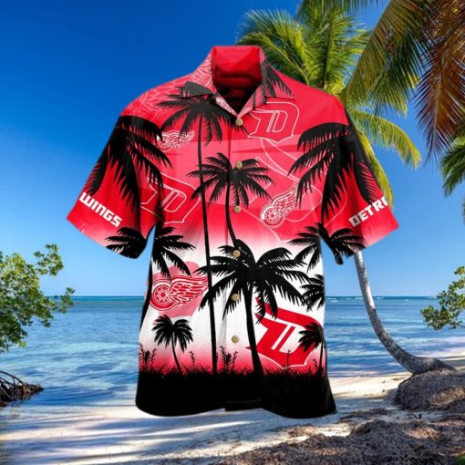 Detroit Red Wings Nhl Palm Hawaiian Shirt