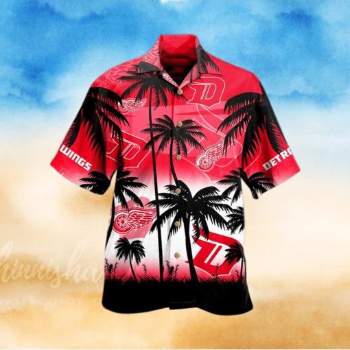 Detroit Red Wings Nhl Palm Hawaiian Shirt