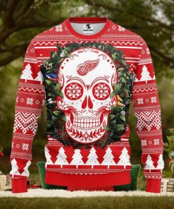 Detroit Red Wings Skull Flower Ugly Christmas Ugly Sweater 3D Christmas Xmas Sweater