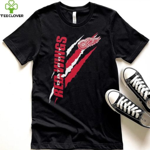 Detroit Red Wings Starter Black Color Scratch T Shirt