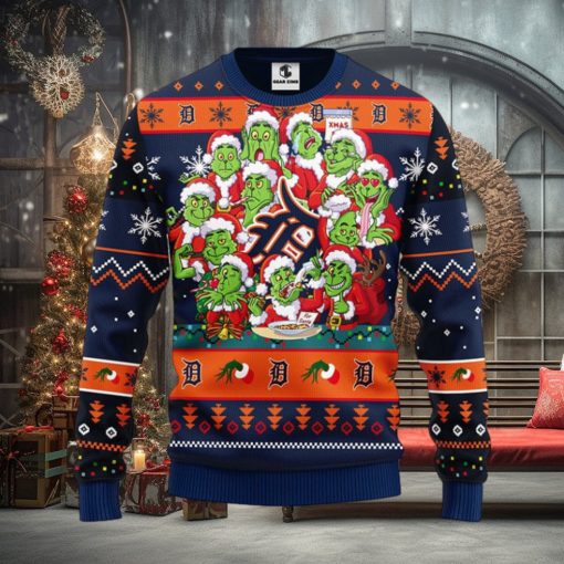 Detroit Tigers 12 Grinch Xmas Day Christmas Ugly Sweater