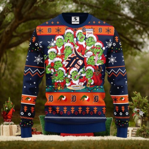 Detroit Tigers 12 Grinch Xmas Day Christmas Ugly Sweater