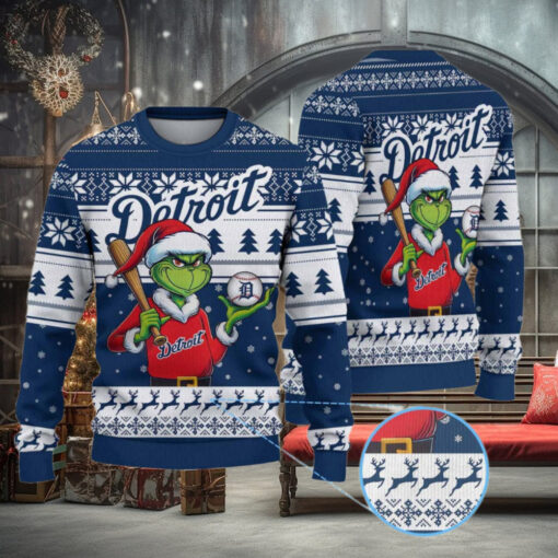 Detroit Tigers Funny Grinch Christmas Sweater