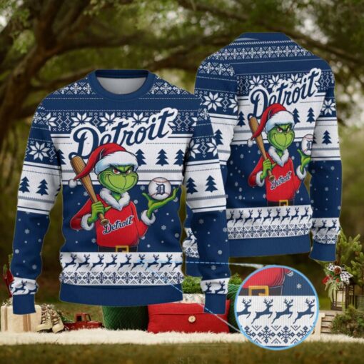 Detroit Tigers Funny Grinch Christmas Sweater