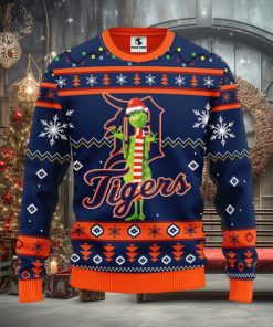 Detroit Tigers Funny Grinch Christmas Ugly Sweater