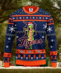Detroit Tigers Funny Grinch Christmas Ugly Sweater
