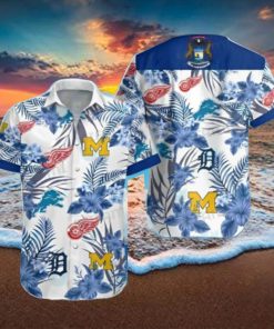 Detroit Tigers Hawaiian Shirt Red Wings Lions Wolverines Detroit Tigers Gift