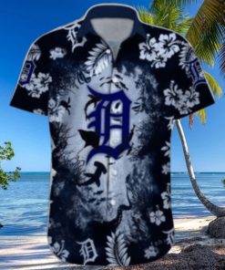 Detroit Tigers Hawaiian Shirt with Ocean Graphics