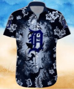 Detroit Tigers Hawaiian Shirt with Ocean Graphics