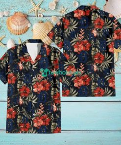 Detroit Tigers Red Hibiscus Green Leaf Dark Background 3D Hawaiian Shirt Gift For Fans