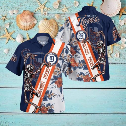 Detroit Tigers Skull Set Hawaiian Shirt And Short For Men And Women