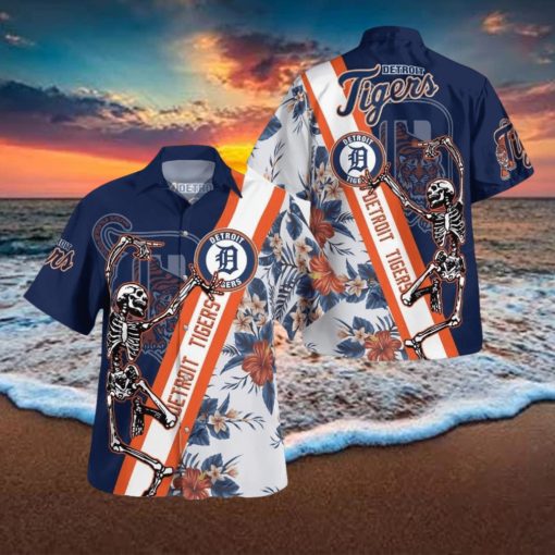 Detroit Tigers Skull Set Hawaiian Shirt And Short For Men And Women