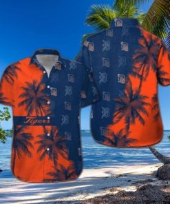 Detroit Tigers Sunset Palms Split Design Hawaiian Shirt