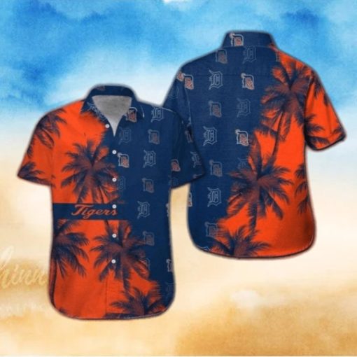 Detroit Tigers Sunset Palms Split Design Hawaiian Shirt