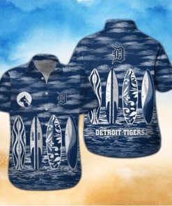 Detroit Tigers Surfboard Stripe Aloha Shirt