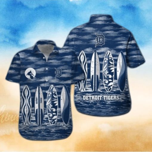 Detroit Tigers Surfboard Stripe Aloha Shirt