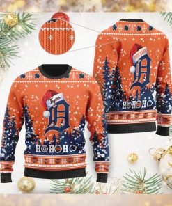 Detroit Tigers Symbol Wearing Santa Claus Hat Ho Ho Ho 3D Custom Name Ugly Christmas Sweater Shirt For MLB American Baseball Fans On Xmas Days